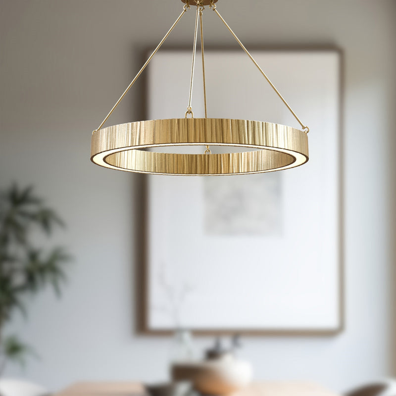 Alora Kensington 30in 1-Light LED Pendant | Textural Vintage Brass and Frosted Acrylic | Dining Room & Living Room | 30 x 25.25 in | Model PD361230VB