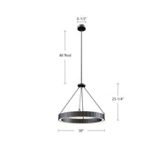 Alora Kensington 30in 1-Light LED Pendant | Textural Vintage Brass and Frosted Acrylic | Dining Room & Living Room | 30 x 25.25 in | Model PD361230VB