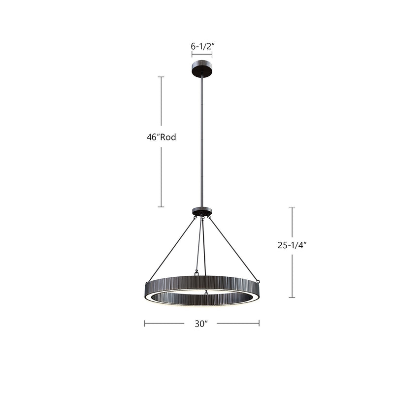 Alora Kensington 30in 1-Light LED Pendant | Textural Vintage Brass and Frosted Acrylic | Dining Room & Living Room | 30 x 25.25 in | Model PD361230VB