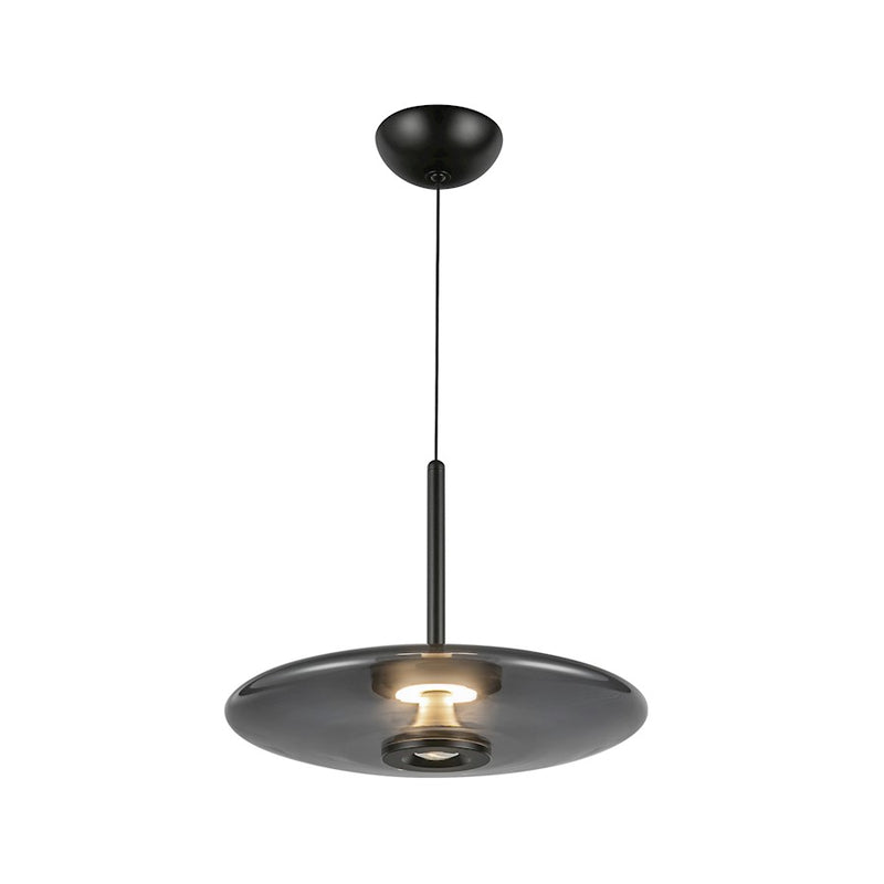 Kuzco Kyoto 18" Pendant, Black/Smoked/Clear Convex