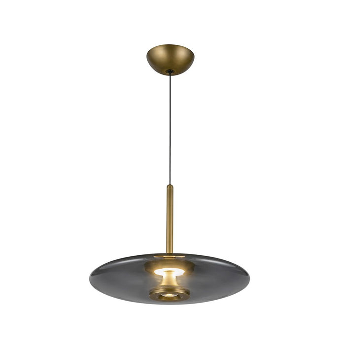 Kuzco Kyoto 18" Pendant, Brass/Smoked/Clear Convex