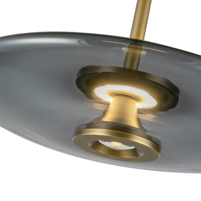 Kuzco Kyoto 18" Pendant, Brass/Smoked/Clear Convex