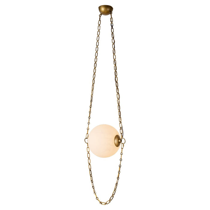 Kuzco Petra 10" Brass Dimmable LED Pend, Vintage Brass/Cloud Glass