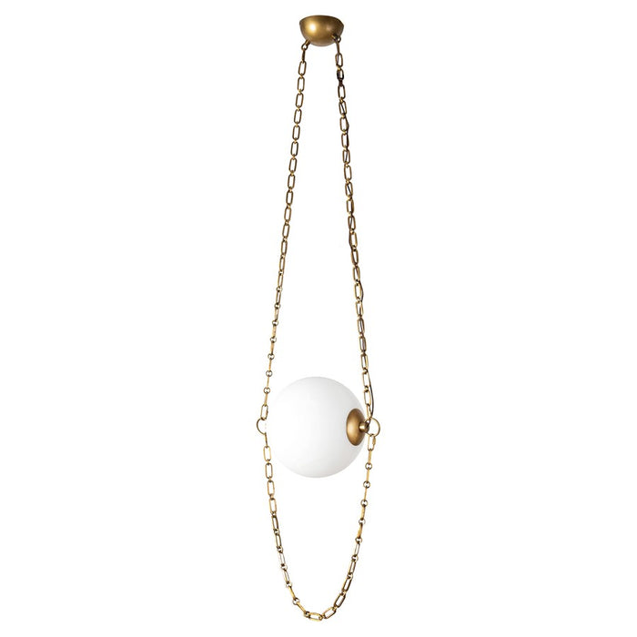 Kuzco Petra 10" Brass Dimmable LED Pend, Vintage Brass/Cloud Glass