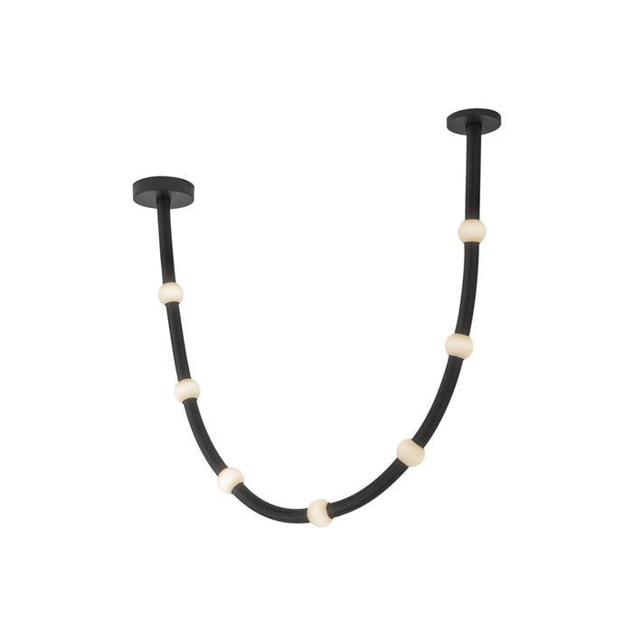 Kuzco Corda 7-ft LED Pendant, 32W, Black/Opal Glass