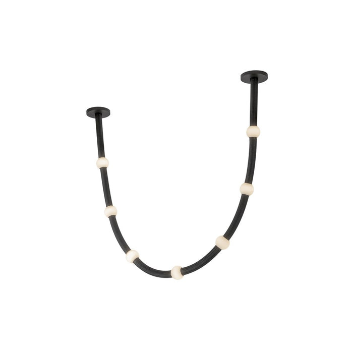 Kuzco Corda 7-ft LED Pendant, 32W/RT, Black/Opal Glass