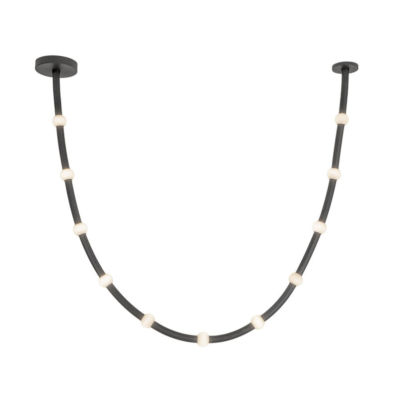 Kuzco Corda 10-ft LED Pendant, 48W, Black/Opal Glass - PD39310-BK-OP-UNV-010
