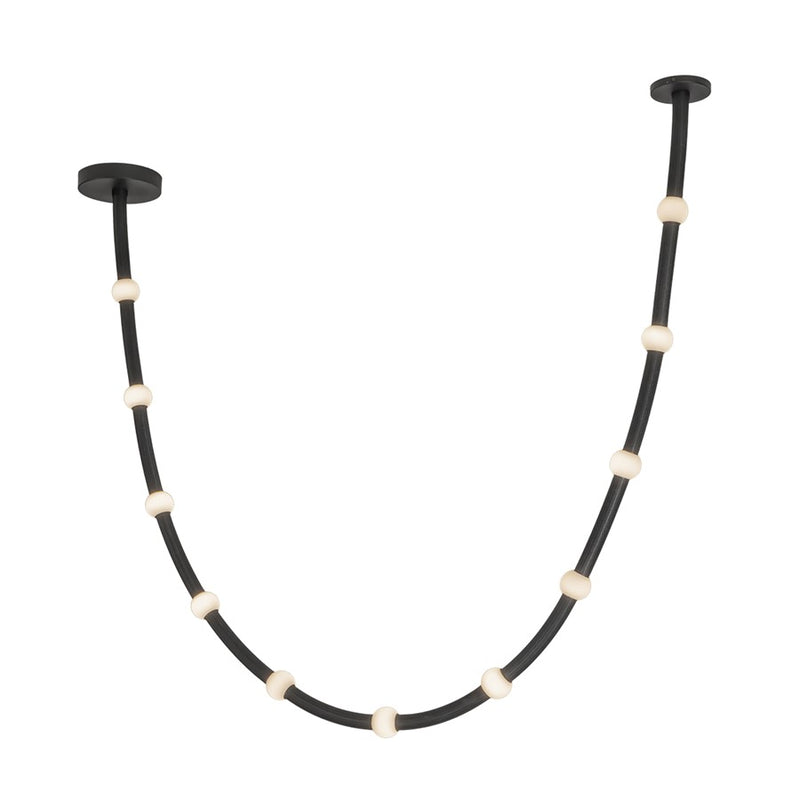 Kuzco Corda 10-ft LED Pendant, 48W, Black/Opal Glass