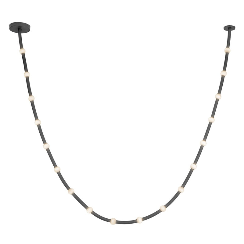 Kuzco Corda 17-ft LED Pendant, 76W, Black/Opal Glass - PD39317-BK-OP-UNV-010