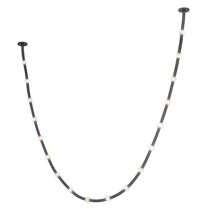 Kuzco Corda 17" LED Pendant, 76W/RT, Black/Opal Glass