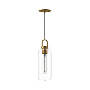 Kuzco Soji 5in 1-Light Pendant | Japanese-Inspired Aged Gold and Clear Glass | Kitchen Island & Dining Room | 8 x 1 x 14.88 in | Model PD401505AGCL