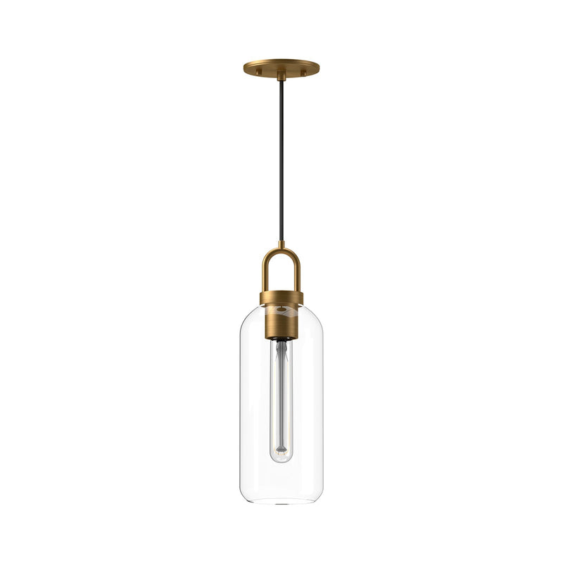 Kuzco Soji 5in 1-Light Pendant | Japanese-Inspired Aged Gold and Clear Glass | Kitchen Island & Dining Room | 8 x 1 x 14.88 in | Model PD401505AGCL