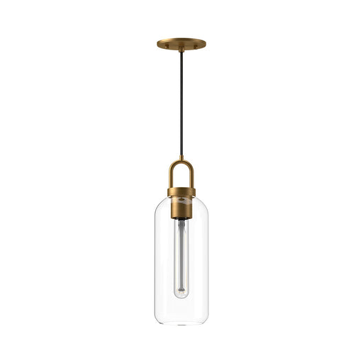 Kuzco Soji 5in 1-Light Pendant | Japanese-Inspired Aged Gold and Clear Glass | Kitchen Island & Dining Room | 8 x 1 x 14.88 in | Model PD401505AGCL