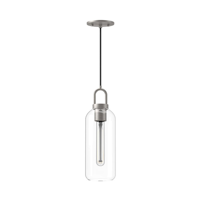 Kuzco Soji 5in 1-Light Pendant | Brushed Nickel and Clear Glass | Kitchen Island & Dining Room | 8 x 1 x 14.88 in | Model PD401505BNCL