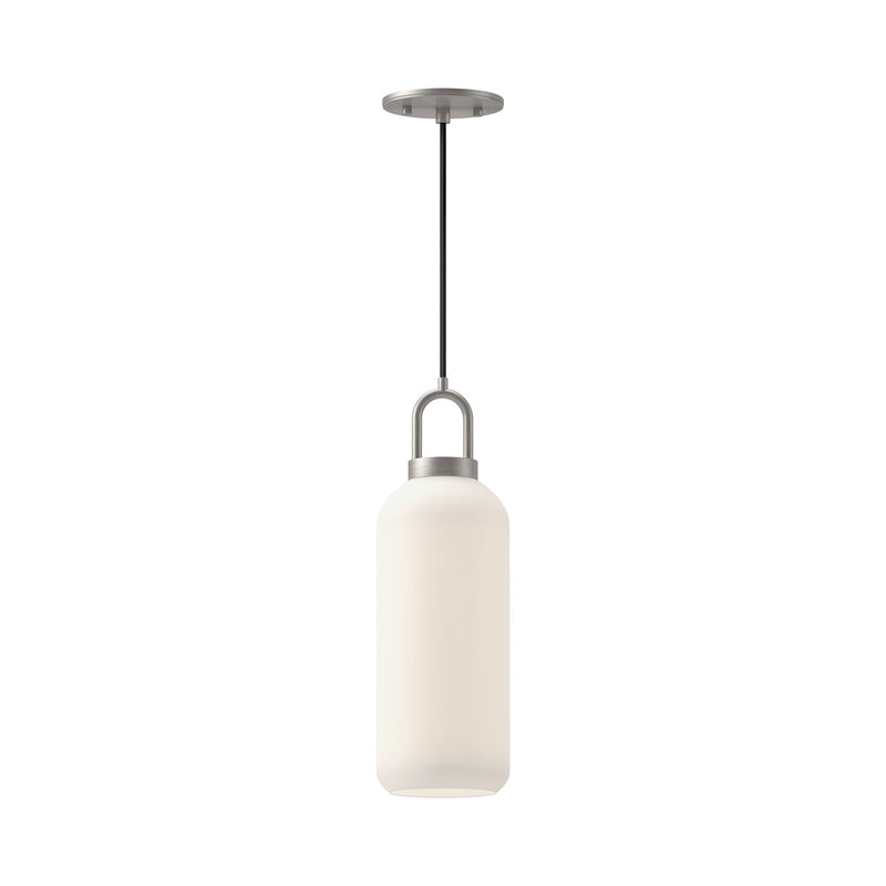Kuzco Soji 1-Light 5in Pendant | Modern Brushed Nickel and Opal Matte Glass | Dining Room & Kitchen Island | 14.88in H x 5.12in | Model PD401505BNOP