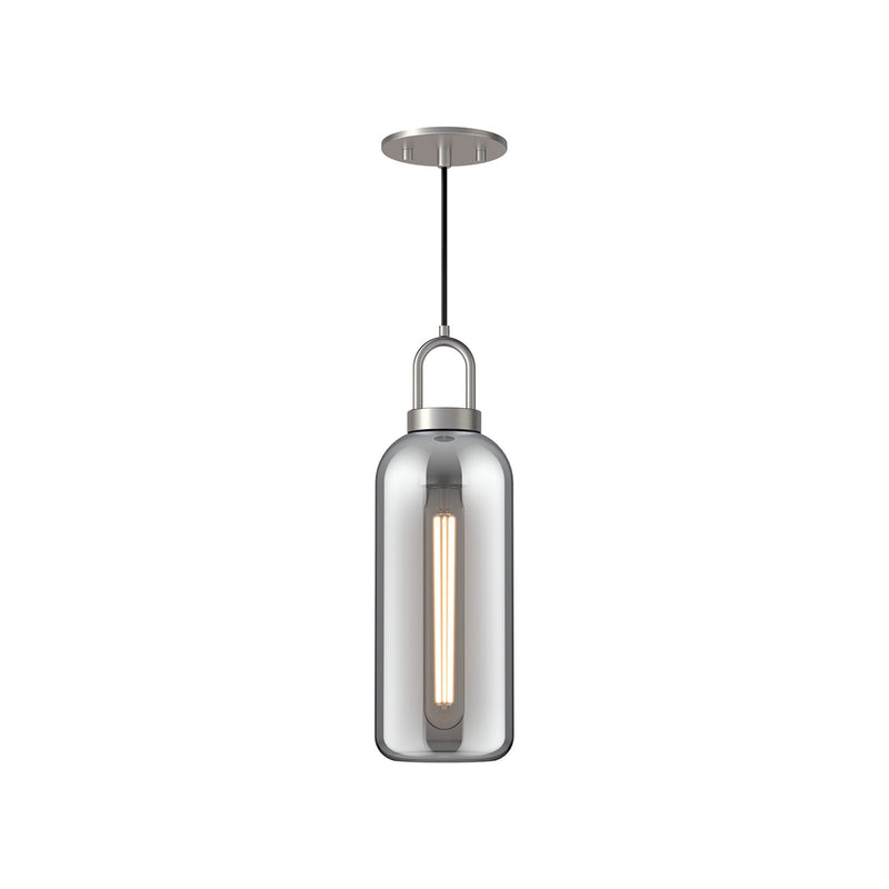 Kuzco Soji 5in 1-Light Pendant | Traditional Brushed Nickel and Smoked Solid Glass | Kitchen Island & Dining Room | Model PD401505BNSM
