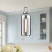 Kuzco Soji 5in 1-Light Pendant | Traditional Brushed Nickel and Smoked Solid Glass | Kitchen Island & Dining Room | Model PD401505BNSM