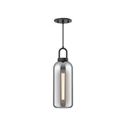 Kuzco Soji 8in 1-Light Pendant | Japanese Lantern-Inspired Matte Black Metal and Smoked Glass | Kitchen Island & Dining Room | Model PD401505MBSM