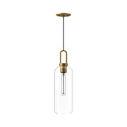Kuzco Soji 6in 1-Light Pendant | Traditional Aged Gold and Clear Glass | Kitchen Island & Dining Room | 20.75 x 6 in | Model PD401606AGCL