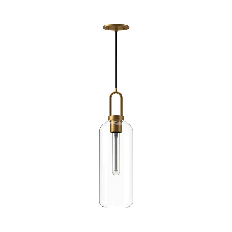 Kuzco Soji 6in 1-Light Pendant | Traditional Aged Gold and Clear Glass | Kitchen Island & Dining Room | 20.75 x 6 in | Model PD401606AGCL