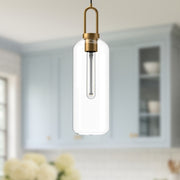 Kuzco Soji 6in 1-Light Pendant | Traditional Aged Gold and Clear Glass | Kitchen Island & Dining Room | 20.75 x 6 in | Model PD401606AGCL