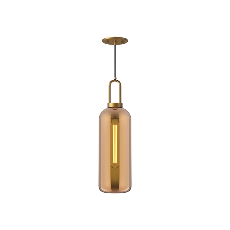 Kuzco Soji 6in 1-Light Pendant | Aged Gold and Copper Glass | Dining Room & Entryway | 20.75 H x 6 Dia in | Model PD401606AGCP