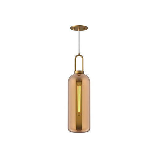 Kuzco Soji 6in 1-Light Pendant | Aged Gold and Copper Glass | Dining Room & Entryway | 20.75 H x 6 Dia in | Model PD401606AGCP