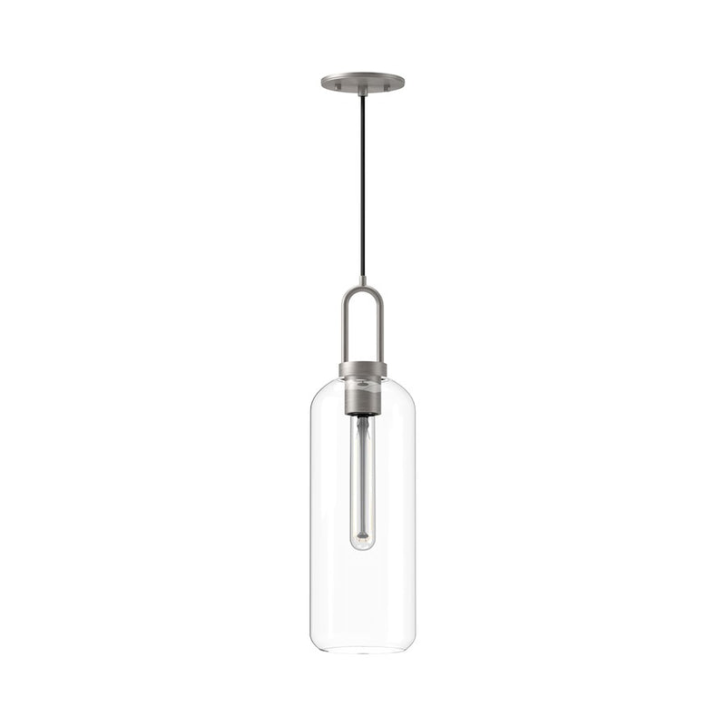 Kuzco Soji 6in 1-Light Pendant | Japanese-Inspired Brushed Nickel and Clear Glass | Kitchen Island & Dining Room | 20.75 x 6 in | Model PD401606BNCL