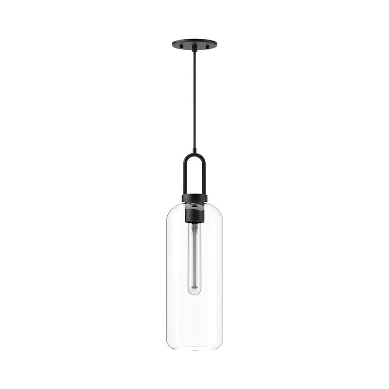 Kuzco Soji 6in 1-Light Pendant | Modern Clear Glass and Matte Black | Kitchen Island & Dining Room | 6 x 21 in | Model PD401606MBCL
