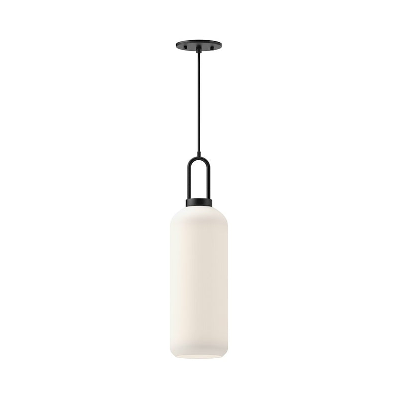 Kuzco Soji 6in 1-Light Pendant | Japanese-Inspired Matte Black and Opal Matte Glass | Kitchen Island & Dining Room | Model PD401606MBOP