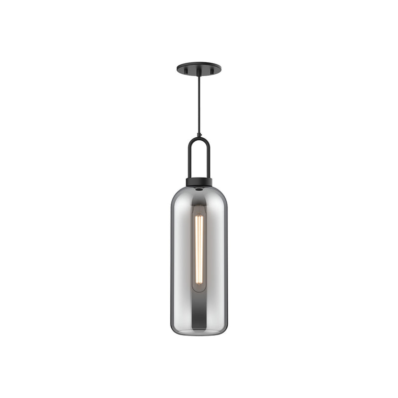 Kuzco Alora Mood Soji 1-Light 6in Pendant | Matte Black and Smoked Glass | Entryway & Dining Room | 20.75 x 6 in | Model PD401606MBSM