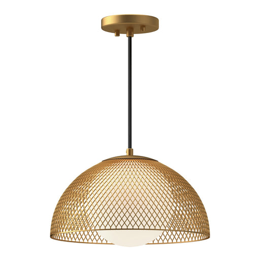 Kuzco Haven 12in 1-Light Pendant | Modern Gold and Opal Matte Glass | Dining Room & Kitchen Island Accent | 60W E26 Socket | Model PD402513GDOP