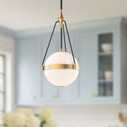 Kuzco Harmony 14in 3-Light Pendant | Brushed Gold Glossy Opal Glass | Dining Room & Kitchen Island | 27 x 13.5 in | Model PD406414BGGO