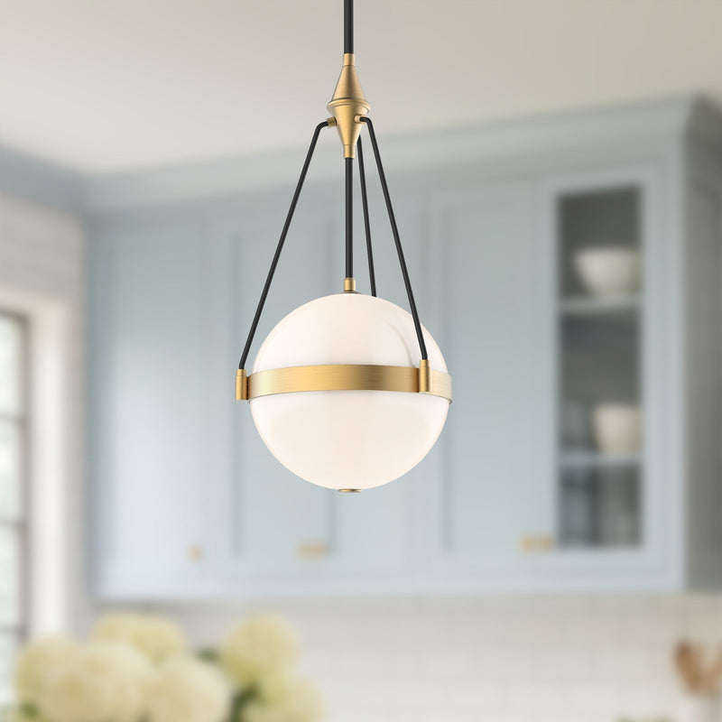 Kuzco Harmony 14in 3-Light Pendant | Brushed Gold Glossy Opal Glass | Dining Room & Kitchen Island | 27 x 13.5 in | Model PD406414BGGO