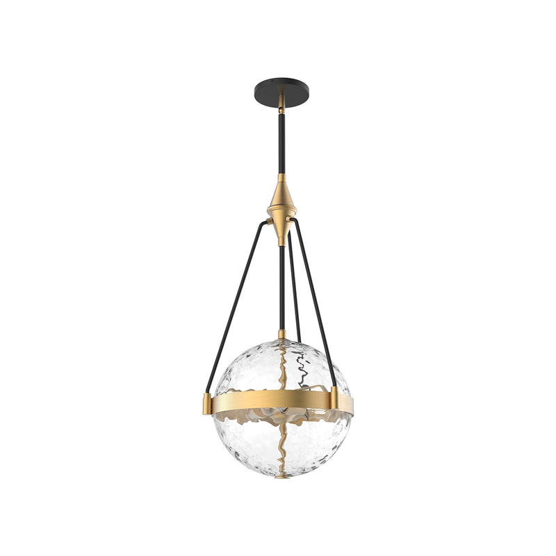 Kuzco Harmony 14in 3-Light Pendant | Modern Brushed Gold Steel and Clear Water Glass with Opal Globe | Kitchen Island & Dining | Model PD406414BGWC