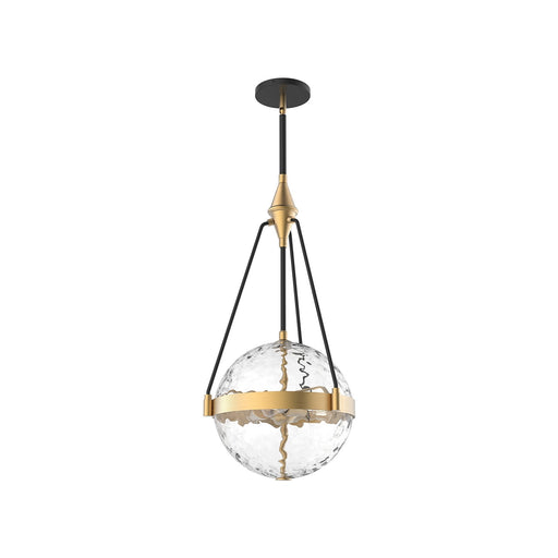 Kuzco Harmony 14in 3-Light Pendant | Modern Brushed Gold Steel and Clear Water Glass with Opal Globe | Kitchen Island & Dining | Model PD406414BGWC