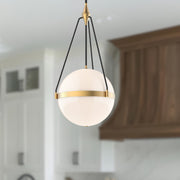 Kuzco Harmony 18in 4-Light Pendant | Brushed Gold Steel and Glossy Opal Glass | Dining Room & Kitchen Island | 4 x 60W E26 | Model PD406418BGGO