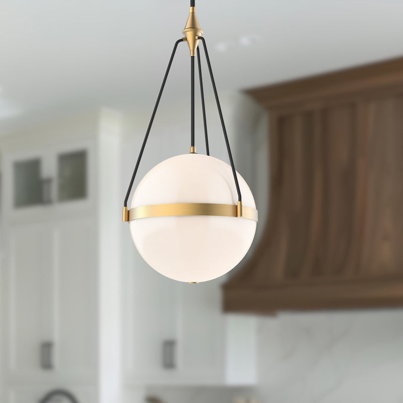 Kuzco Harmony 18in 4-Light Pendant | Brushed Gold Steel and Glossy Opal Glass | Dining Room & Kitchen Island | 4 x 60W E26 | Model PD406418BGGO