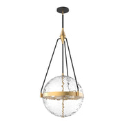 Kuzco Harmony 18in 4-Light Pendant | Brushed Gold Steel and Clear Water Glass/Glossy Opal | Kitchen Island & Dining Room | Model PD406418BGWC