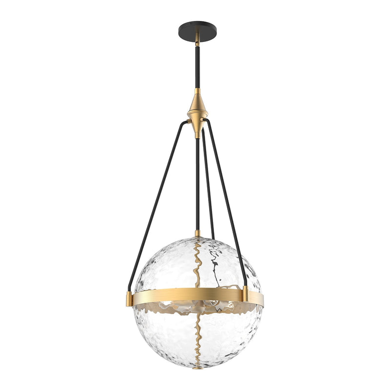 Kuzco Harmony 18in 4-Light Pendant | Brushed Gold Steel and Clear Water Glass/Glossy Opal | Kitchen Island & Dining Room | Model PD406418BGWC