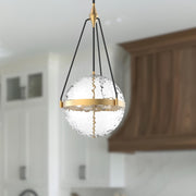 Kuzco Harmony 18in 4-Light Pendant | Brushed Gold Steel and Clear Water Glass/Glossy Opal | Kitchen Island & Dining Room | Model PD406418BGWC
