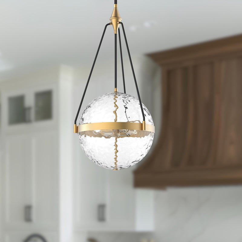 Kuzco Harmony 18in 4-Light Pendant | Brushed Gold Steel and Clear Water Glass/Glossy Opal | Kitchen Island & Dining Room | Model PD406418BGWC