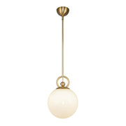 Alora Mood Fiore 10in 1-Light Pendant | Modern Brushed Gold and Glossy Opal Glass | Kitchen Island & Dining Room | 14 x 10 in | Model PD407910BGGO
