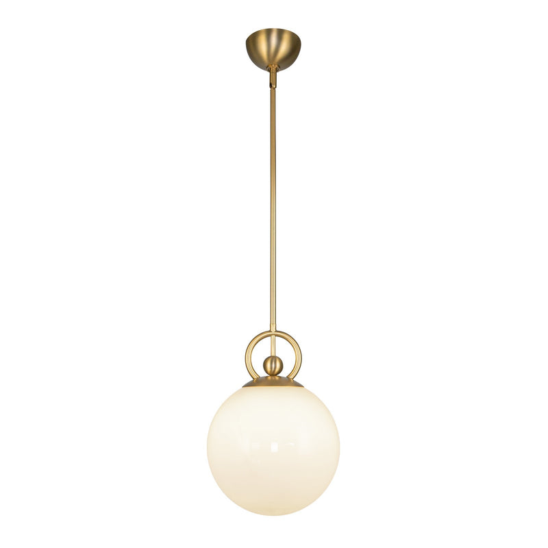 Alora Mood Fiore 10in 1-Light Pendant | Modern Brushed Gold and Glossy Opal Glass | Kitchen Island & Dining Room | 14 x 10 in | Model PD407910BGGO