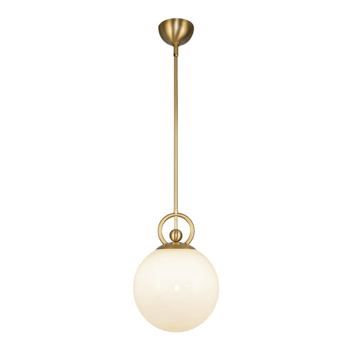 Alora Mood Fiore 10in 1-Light Pendant | Modern Brushed Gold and Glossy Opal Glass | Kitchen Island & Dining Room | 14 x 10 in | Model PD407910BGGO