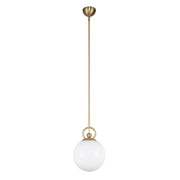 Alora Mood Fiore 10in 1-Light Pendant | Modern Brushed Gold and Glossy Opal Glass | Kitchen Island & Dining Room | 14 x 10 in | Model PD407910BGGO