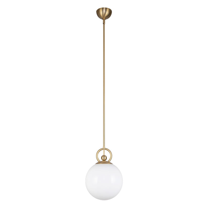 Alora Mood Fiore 10in 1-Light Pendant | Modern Brushed Gold and Glossy Opal Glass | Kitchen Island & Dining Room | 14 x 10 in | Model PD407910BGGO