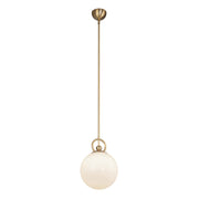 Alora Mood Fiore 10in 1-Light Pendant | Modern Brushed Gold and Glossy Opal Glass | Kitchen Island & Dining Room | 14 x 10 in | Model PD407910BGGO