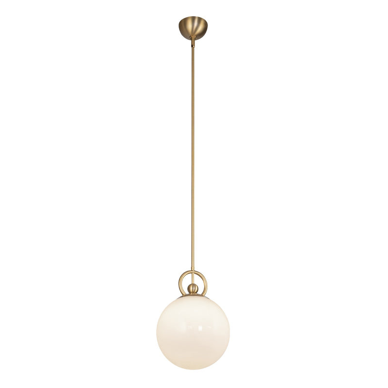 Alora Mood Fiore 10in 1-Light Pendant | Modern Brushed Gold and Glossy Opal Glass | Kitchen Island & Dining Room | 14 x 10 in | Model PD407910BGGO