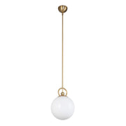 Alora Mood Fiore 10in 1-Light Pendant | Modern Brushed Gold and Glossy Opal Glass | Kitchen Island & Dining Room | 14 x 10 in | Model PD407910BGGO